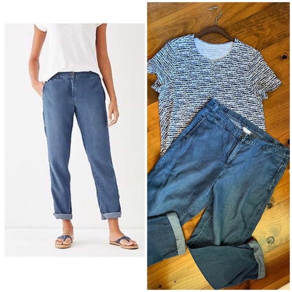 J. Jill Pants - J Jill pure Jill chambray pants 12 petite blue excellent Cond transition to Fall
